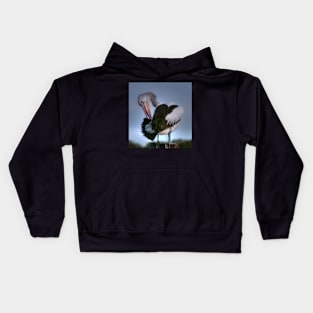 Picky Patient Pelican Preening on Pole in Pool Kids Hoodie